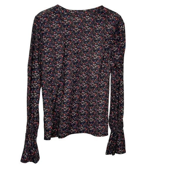 Nation LTD Shirt Womens Medium Black Floral Long Sleeve Pima Cotton Penny Tee - Picture 6 of 9